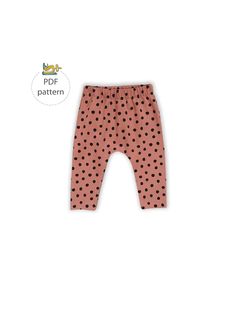 a pink and black polka dot print leggings with the words pdf pattern on it