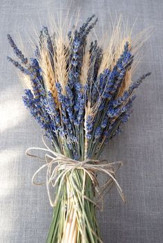 dried lavender and wheat stalks tied together