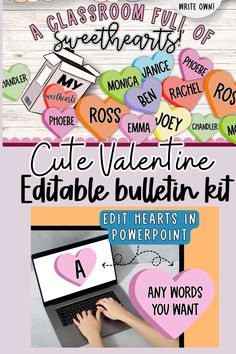 valentine's day editable bulletin kit for the classroom full of sweethearts and roses