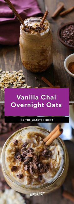 vanilla chai overnight oats in a mason jar