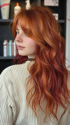 30 Trending Hair Color Ideas That Will Make You Shine Red Hair With Other Colors, Ginger Hair Combinations, Subtle Coloured Hair, Ginger Spice Hair Color, Ginger And Red Hair, Natural Looking Red Hair, Red Head Hairstyles, Ginger And Purple Hair, Ginger Ombre Hair