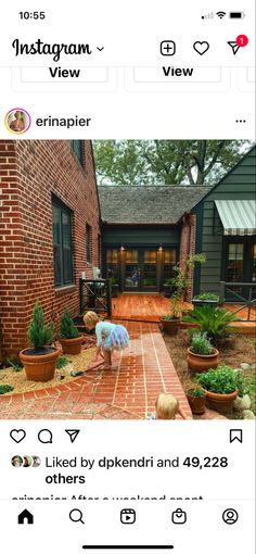 the instagram page on instagram shows an image of a brick house and garden