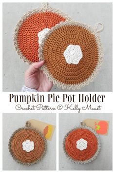 pumpkin pie pot holder crochet pattern with instructions