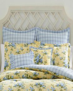 Cassidy Comforter Set - Laura Ashley Daybed Comforter Sets, Daybed Comforter, English Country Interiors, Small Guest Room, Laura Ashley Bedding, Romantic Blue, Country Interior Design, Shadow Effect, Buttercup Yellow