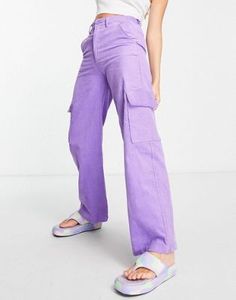 Monki corduroy wide leg cargo pants in purple | ASOS Scandi Chic, Wide Leg Cargo Pants, Khaki Cargo Pants, Cargo Trousers, Crop Blouse, Purple Fashion, Tailored Trousers, Wide Leg Trousers