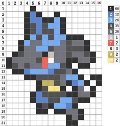 a cross stitch pattern with an image of a cat's face in blue and yellow