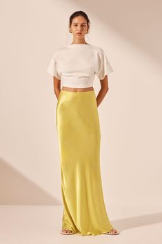 SOFIA BIAS CUT MAXI SKIRT | LIME | SKIRTS | SHONA JOY Luxury Relaxed Viscose Skirt, Luxury Summer Maxi Skirt For Women, Luxury Relaxed Maxi Skirt For Cocktail, Luxury Chic Maxi Skirt For Spring, Luxury Spring Maxi Skirt With Elastic Waistband, Luxury Maxi Skirt For Vacation, Luxury Sleek Maxi Skirt For Spring, Luxury Fitted Maxi Skirt For Summer, Luxury Summer Maxi Skirt For Wedding