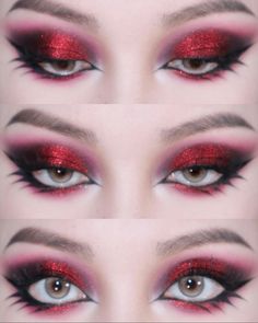 Eye Makeup Tutorials, Before And After Makeup, Red Eye Makeup, Vampire Makeup, Punk Makeup, Graphic Makeup, Swag Makeup, Red Makeup, Eye Makeup Designs