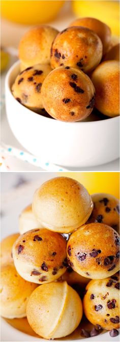 there are two pictures of different pastries in the same bowl