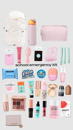 school emergency kit Middle School Emergency Kit Girl, Emergency Bag Aesthetic, Emergency School Kit, Middle School Emergency Kit, What To Keep In Your School Bag, Car Emergency Kit For Women, Mini Emergency Kit, School Emergency Kit