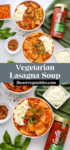 vegetarian lasagna soup is an easy and healthy meal