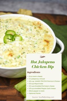 hot jalapeno chicken dip ingredients in a bowl on a cutting board with a green napkin