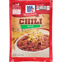 mccormick chili mix in a bag on a white background