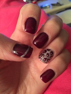 Manucure gel UV prune & léopard Maroon Nail Designs, Maroon Nails, Cheetah Nails, Gel Nail Art Designs, Leopard Nails, Uv Gel Nails, Dipped Nails, Silver Nails, Fancy Nails