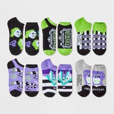 Women's Beetlejuice 6pk Low Cut Socks - White/Black/Purple 4-10 Low Cut Socks, Sock Drawer, Sock Packs, Athletic Socks, Fabric Names, Beetlejuice, Socks And Hosiery, Warner Bros, Purple Black