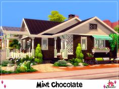 a house is shown with the words mint chocolate on it