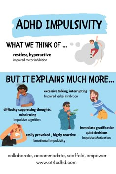 The impact of ADHD is not just “they cant sit still”. Impulsive thoughts and emotions create difficulty in the classroom. Learn more@ ot4adhd.com Mental Health Facts, Health Facts, Mental And Emotional Health, Emotional Health, Mindfulness, Health