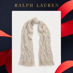 Knit with a soft blend of merino wool and cashmere yarns this scarf features Ralph Lauren’s signature cable motif and is accented with knotted fringe edges. Knotted Fringe, Cashmere Yarn, Fringe Scarf, Cable Knit, Merino Wool, Dream Closet, Cashmere, Cable, Ralph Lauren