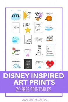 disney inspired art printables with the title overlay