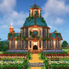 an image of a very nice house in the middle of some flowers and plants around it