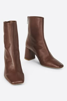 ESPRESSO Brown Leather Square Toe Boots, Winger Boots, Brown Stretch Boots, Brown Fall Boots, Anthropologie Boots, Chocolate Brown Boots, Brown Heeled Boots, Clogs Heels, Dress Boot