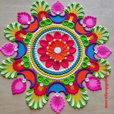 Simple Flower Rangoli, Rangoli Designs For Competition, Indian Rangoli Designs, Simple Rangoli Designs, Design Rangoli, Easy Rangoli Designs Videos, Very Easy Rangoli Designs, Rangoli Designs Photos, Rangoli Designs Simple Diwali