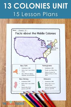 the united states map with colored pencils on it and text that reads, 13 countries unit