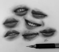 Lips Pencil Drawing, Art Supplies For Beginners, Lips Sketch, Drawing Lips, Pencil Portrait Drawing, Tools Drawing, Paint Brush Art