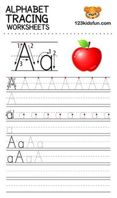 the alphabet worksheet with an apple on it