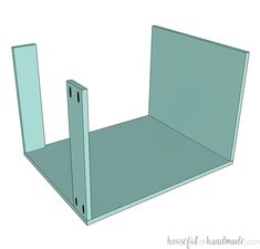 an open shelf with two doors on each side and one door closed to the other