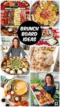 the brunch board is filled with different types of food