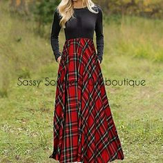 New Black With Red Plaid Maxi Dress. Has Hidden Side Pockets. Boho Gypsy Western Hippie Coastal Farmhouse French Vintage Renaissance Victorian Beach Lace Shabby Chic Scottish Rustic Preppy Tropical Spell Anthropologie Coachella Festival Love And Lemons Free People Faux Fur Christmas Holiday Tartan Celtic Closet Details Please Read Nooffers Shipping 1-4 Days No Exchanges Per Posh Bx79s Tartan Maxi Skirt, Womens Long Plaid Skirt, Red Plaid Maxi Skirt, Red Tartan Maxi Skirt, Vintage Flare Dress, Scottish Dress, Embroidered Summer Dress, Empire Waist Maxi Dress, Tartan Dress