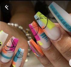 White Colorful Nails, Neon Pink Nails Design Summer, Neon Acrylic Nails, Abstract Nails, 2024 Nails, Wow Nails, Fantasy Nails, Fancy Nails Designs, Colorful Nails