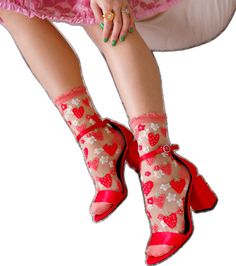 Strawberry Socks, Candy Strawberry, Pretty Socks, Spring And Summer Outfits, Ruffled Socks, Sheer Socks, Red Strawberry, Strawberry Print, Crew Sock