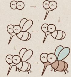 the instructions for how to draw a cartoon bee