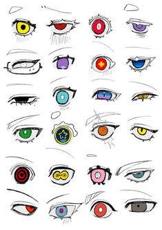 an image of many different colored eyes