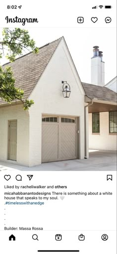 the instagram page on instagram shows an image of a house with two garages