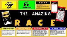 the amazing race poster with instructions for speed bumps, rules and other important information