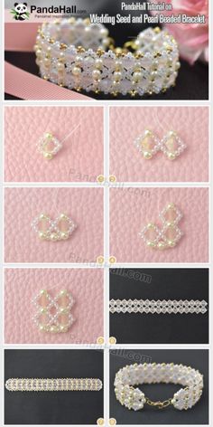 the instructions for how to make a beaded bracelet with pearls and beads on it