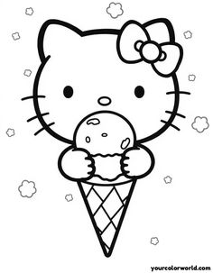 hello kitty eating an ice cream cone