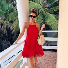 Gorgeous Red Boho-Chic Cocktail Dress, Hi-Lo Style. Red Summer Sundress For Party, Red Summer Party Sundress, Red Sundress For Brunch, Red Summer Sundress, Chic Pleated Sundress For Vacation, Pleated Sundress For The Beach, Bohemian Beach Dresses For Date Night, Red Summer Dress For Date Night, Bohemian Sundress For Summer Date Night