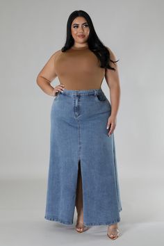 Jesenia Perez, Girl Sign, Skirt Denim, Stretch Skirt, Day For Night, Denim Skirt, Date Night, High Waisted, Elastic