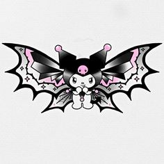 a bat with stars and a skull on it's back is sitting in front of a white background