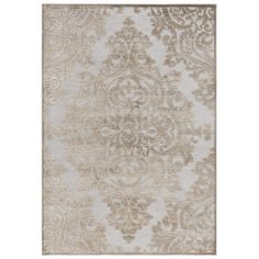 a rug with an ornate design on the front and back of it, in beige