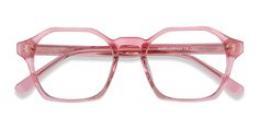 Clear Pink geometric eyeglasses available in variety of colors to match any outfit. These stylish full-rim, medium sized acetate eyeglasses include free single-vision prescription lenses, a case and a cleaning cloth. Clear Pink Glasses, Pink Frame Glasses, Pink Glasses Frames, Geometric Eyeglasses, Glasses Inspiration, Pink Eyeglasses, Funky Glasses, Pink Glasses, Pink Frame