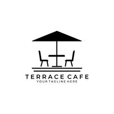 Terrace cafe vintage logo vector illustration design #food #commerce #filled 📍 Line Art Architecture, Terace Design, Terrace Background, Tent Logo, Background Bar, Food Furniture, Logo Design Graphics, Cafe Vintage