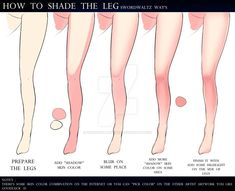 how to shade the legs with different colors and shapes for each leg, from top to bottom