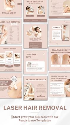 The Instagram Creator Template Bundle for Canva is a collection of 80+ Canva Engagement Templates designed for Laser Hair Removal Business. Hair Removal Ads, Laser Hair Removal Tips, Skin Care Business, Instagram Planner, Beauty Marketing, Beauty Center