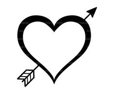 an arrow in the shape of a heart with an arrow pointing to it's side