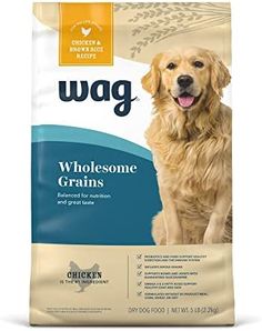 a bag of wag dog food on a white background